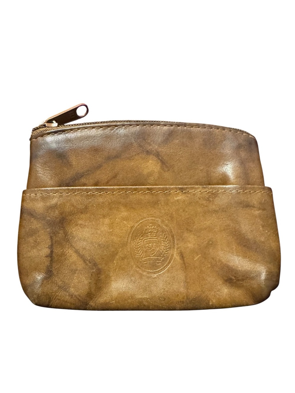 Mundi Genuine Leather Zippered Coin Purse Light Brown Marbled